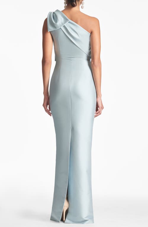 Shop Sachin & Babi Bonnie Bow One-shoulder Mikado Gown In Ash Blue