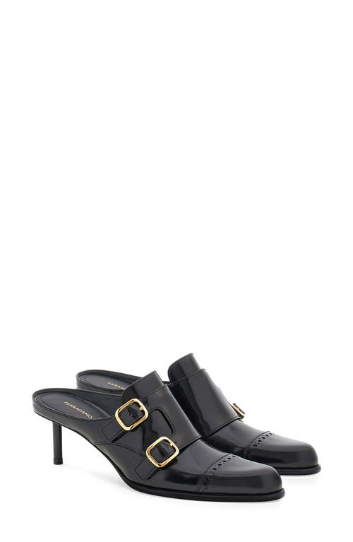 Shop Ferragamo Anette Buckle Mule In Nero Nero Nero