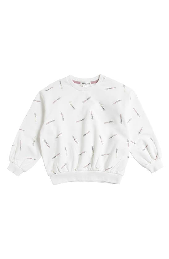Miles The Label Kids' Paintbrush Print Sweatshirt In Off White