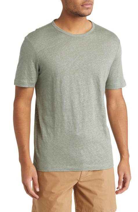 Mens Linen T-shirt Basic T-shirt Shirt for Men Top Mens 