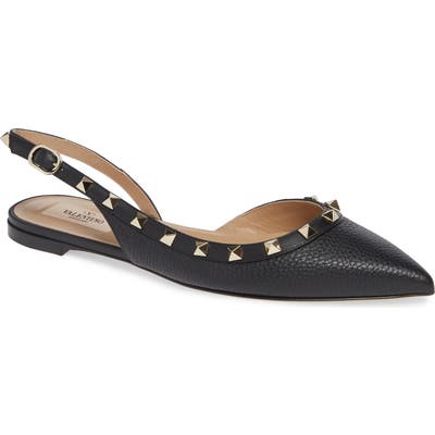 Valentino Garavani Rockstud Slingback Flat - Black