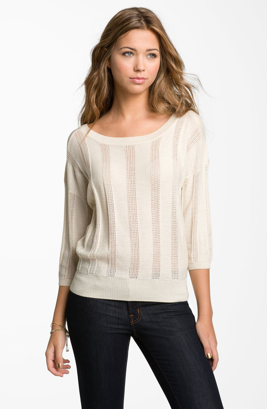 BP. Sheer Stripe Sweater (Juniors) Nordstrom