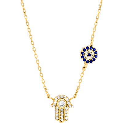 Lesa Michele Hamsa & Evil Eye Pendant Necklace