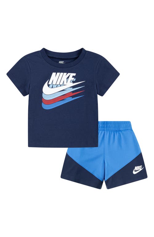 Shop Nike T-shirt & Colorblock Shorts Set In Midnight Navy