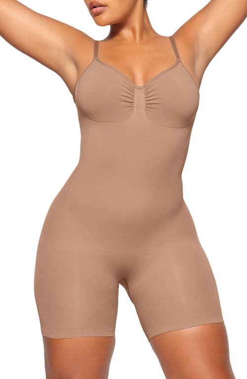 SKIMS Seamless Sculpt Low Back Mid Thigh Bodysuit in Sienna