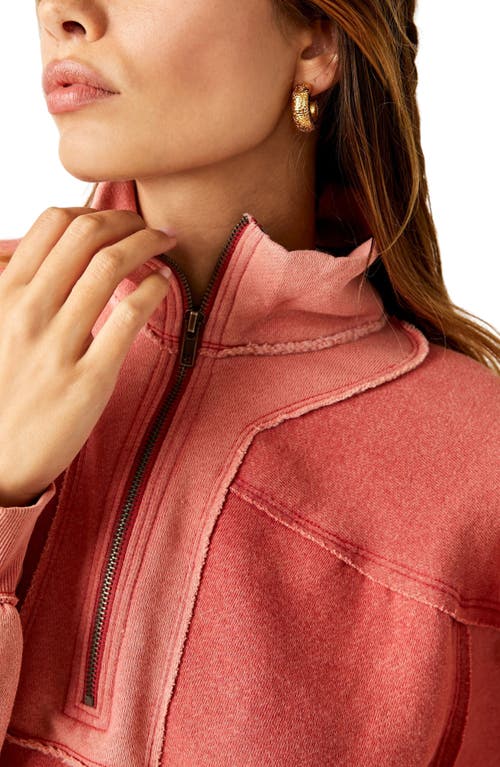 Shop Free People Kassey Half Zip Sweatshirt In Cherry