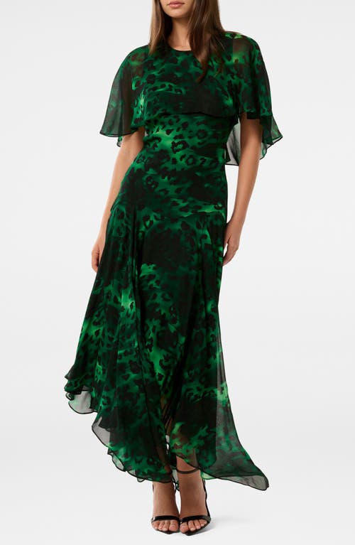 Ever New Otis Handkerchief Hem Maxi Dress in Emerald Leopard 