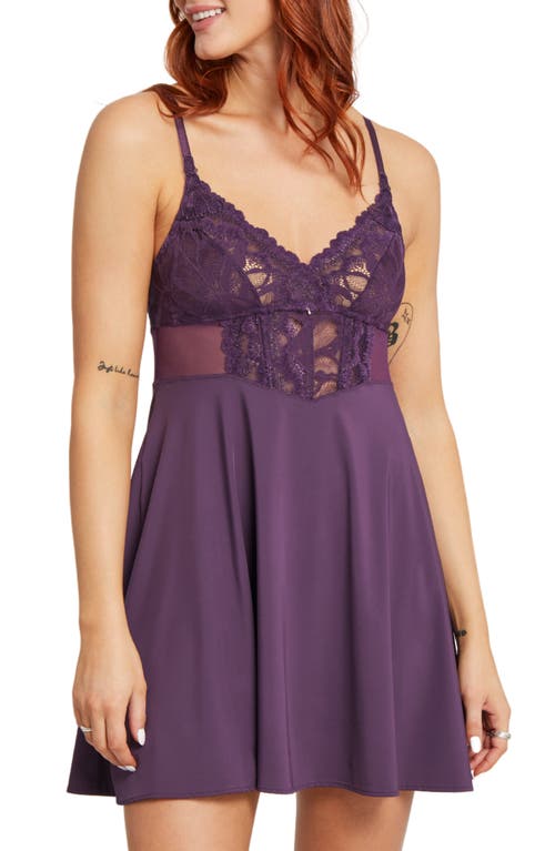 Montelle Intimates Royale Corset Chemise & G-String Set in Pinot at Nordstrom, Size Medium