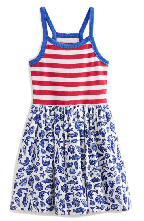 Mini Boden Kids' Hotchpotch Print Cotton Tank Dress Sapphire Blue Seashore at Nordstrom,