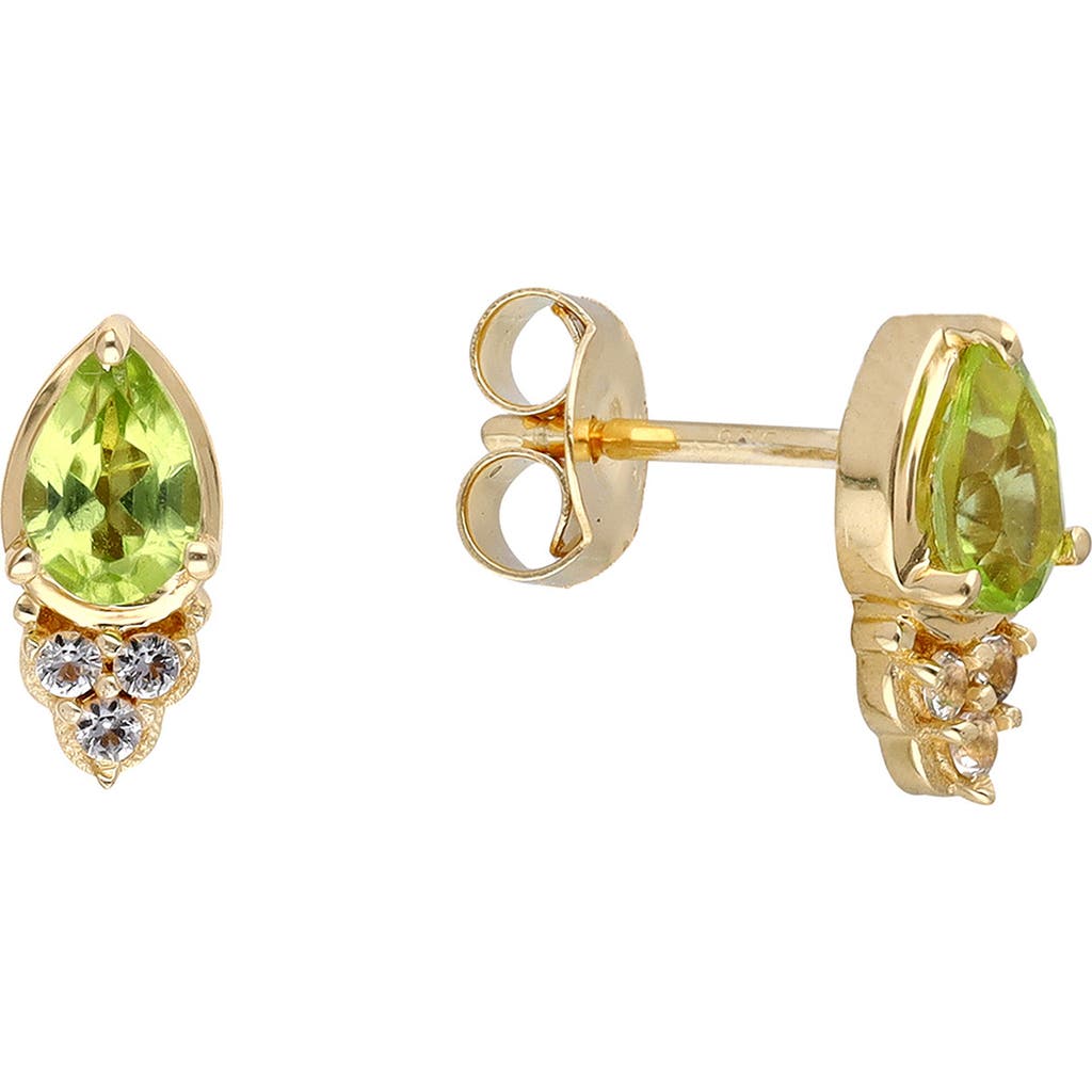 Ys Gems Peridot & White Topaz Stud Earrings In Green
