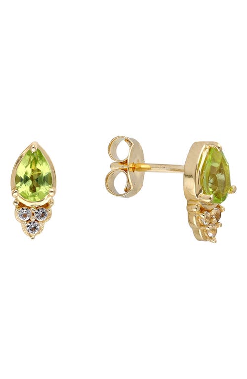 Ys Gems Peridot & White Topaz Stud Earrings In Green