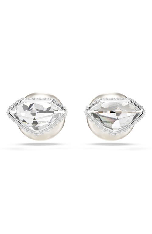Swarovski Lucent Stud Earrings In White/silver