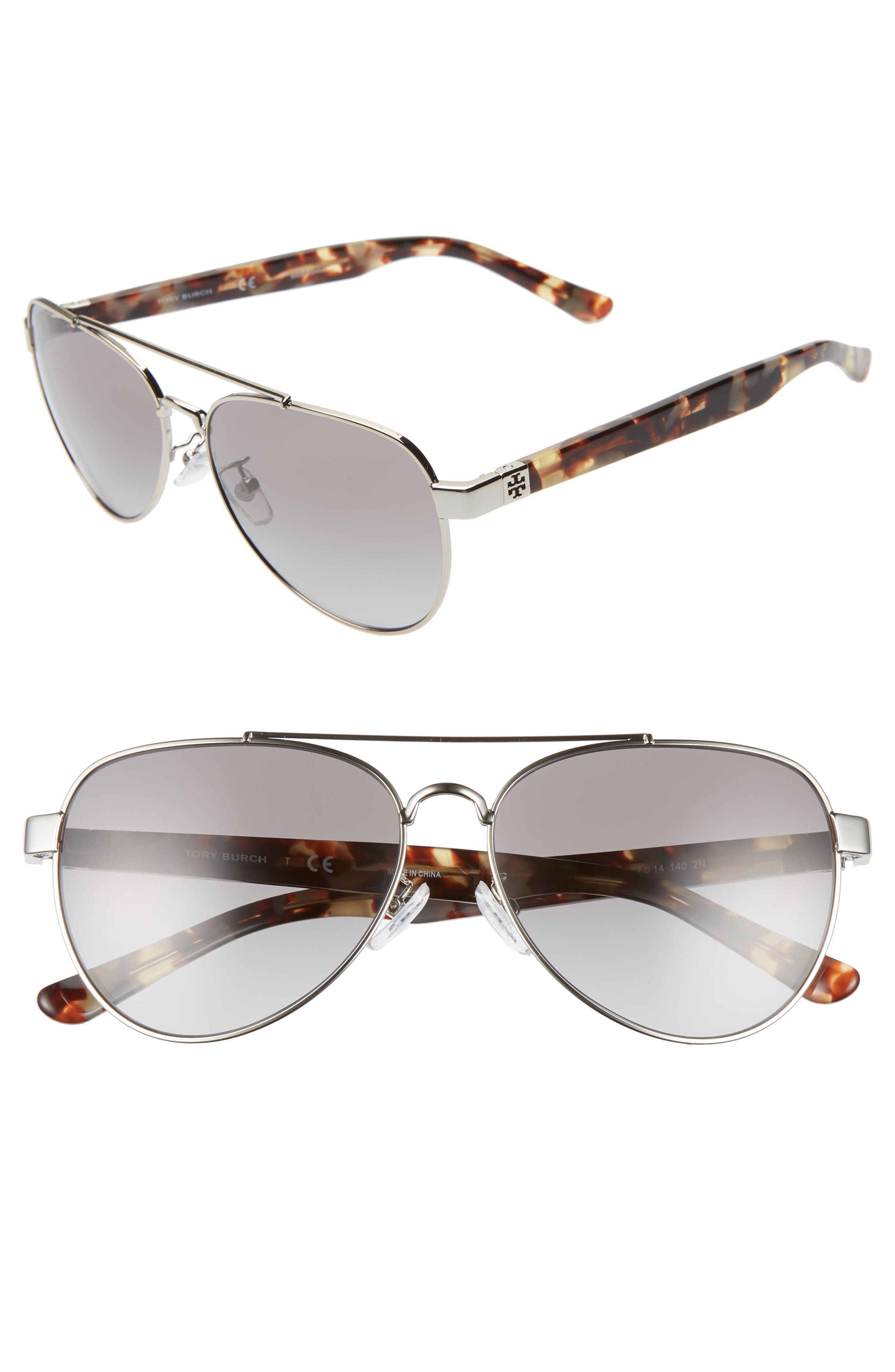 tory burch 57mm polarized aviator sunglasses