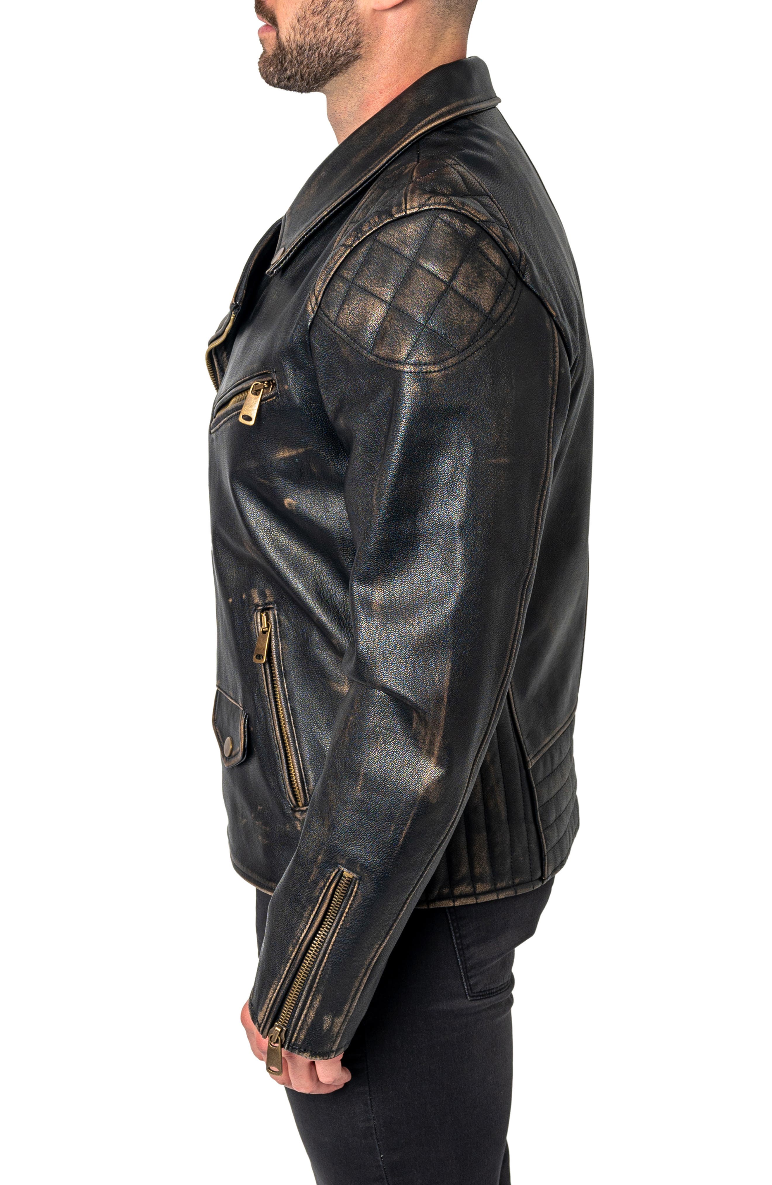Maceoo Destroyed Leather Biker Jacket Nordstrom