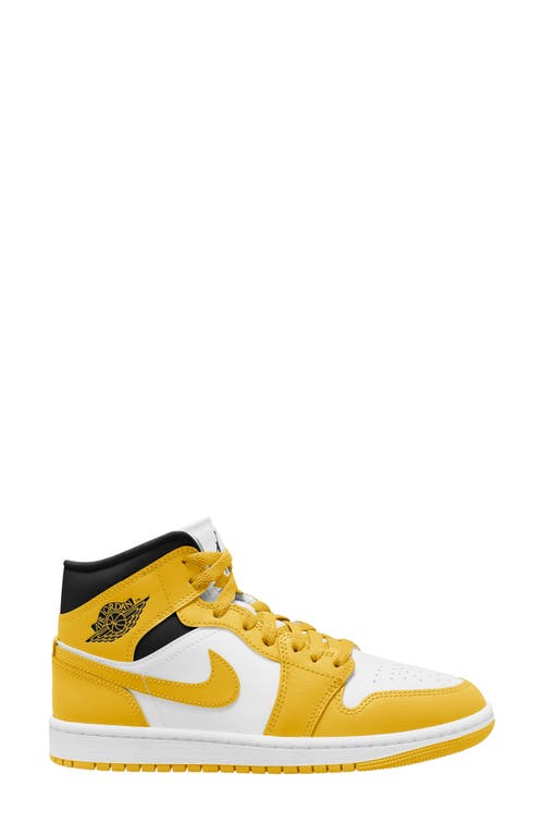 Shop Jordan Air  1 Mid Sneaker In White/vivid Sulfur/black