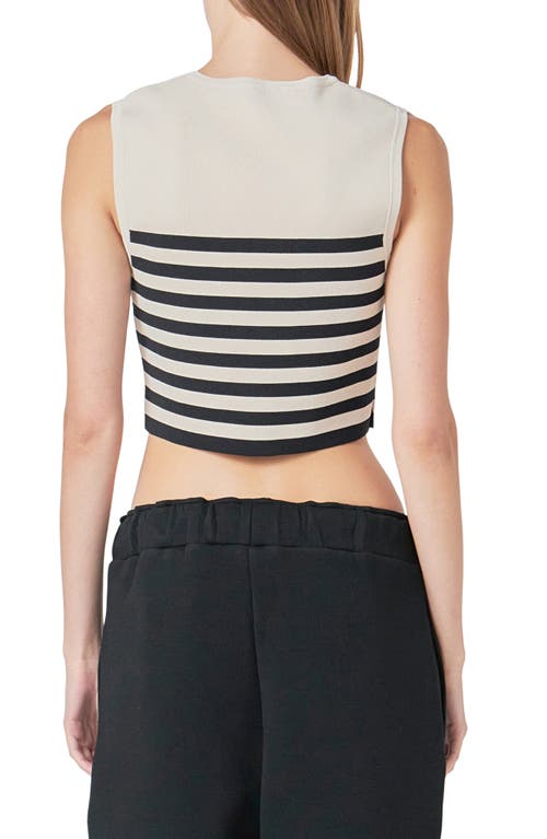 Shop Grey Lab Stripe Crop Tank In Beige/black