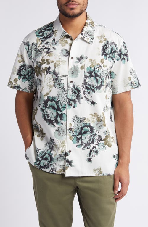 Shop Treasure & Bond Trim Fit Chintz Floral Print Short Sleeve Button-up Shirt In Ivory- Blue Chintz Floral