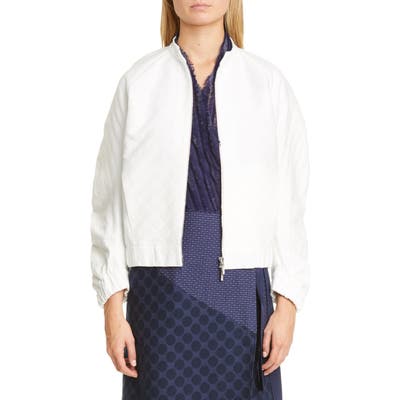 Zero + Maria Cornejo Cuadro Dot Jacquard Organic Cotton Blend Bomber Jacket, White