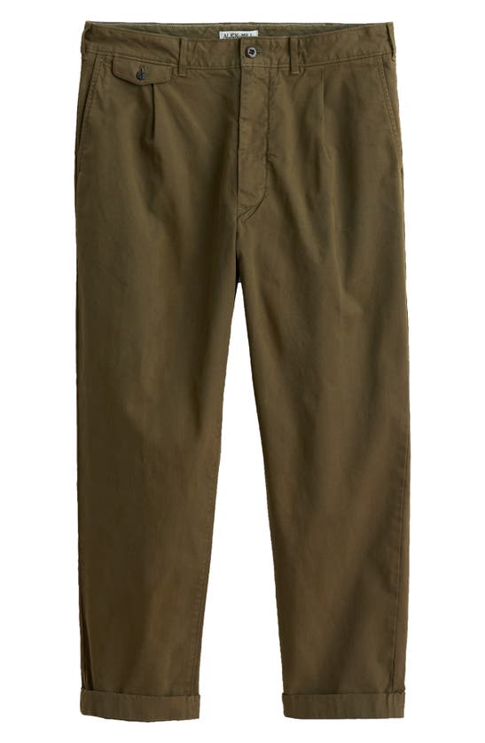 Alex Mill Standard Pleated Straight Leg Chinos In Military Olive