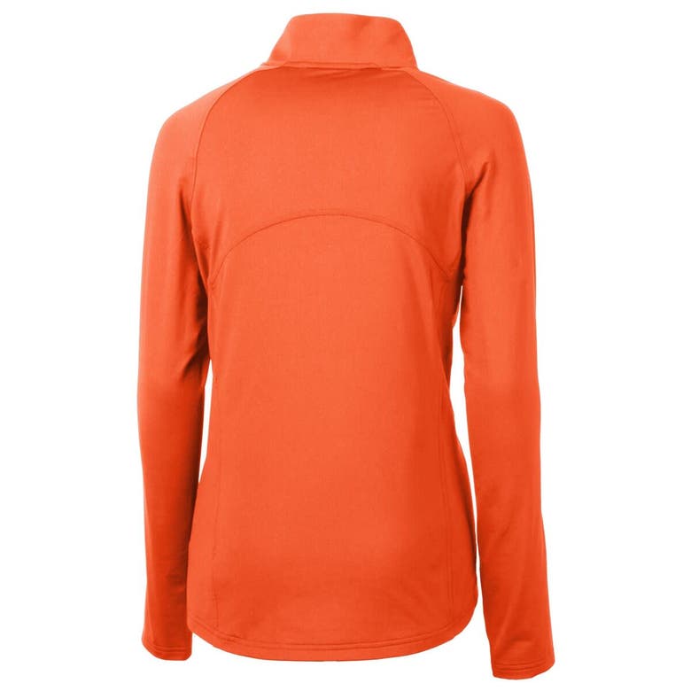 Cutter & Buck Orange Cincinnati Bengals Helmet Logo Adapt Eco Knit Stretch Recycled Half-zip Pullov In Orange