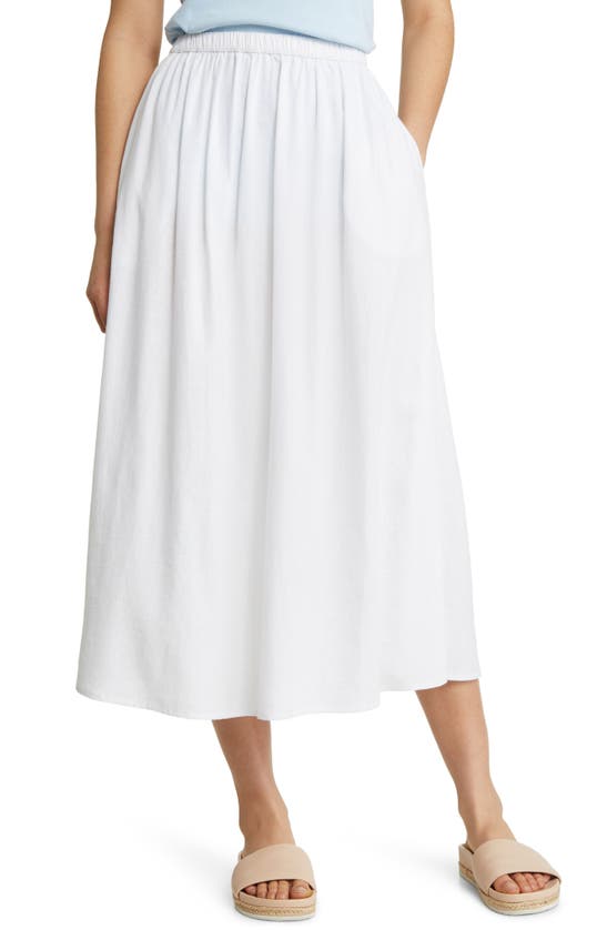 Shop Caslon ® Linen Midi Skirt In White