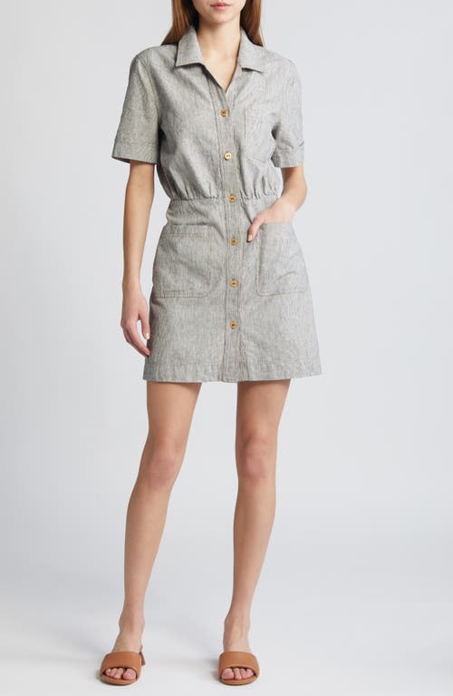 SESSÙN Tanohi Linen & Cotton Shirtdress Whiblack at Nordstrom,