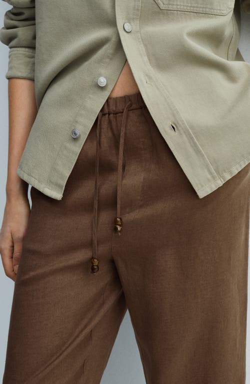 Mango Linen Jogger Trousers Medium Brown In Medium Brown