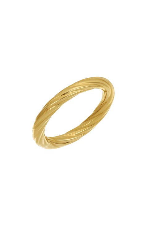 14K Gold Twisted Woven Mesh Stretch Ring