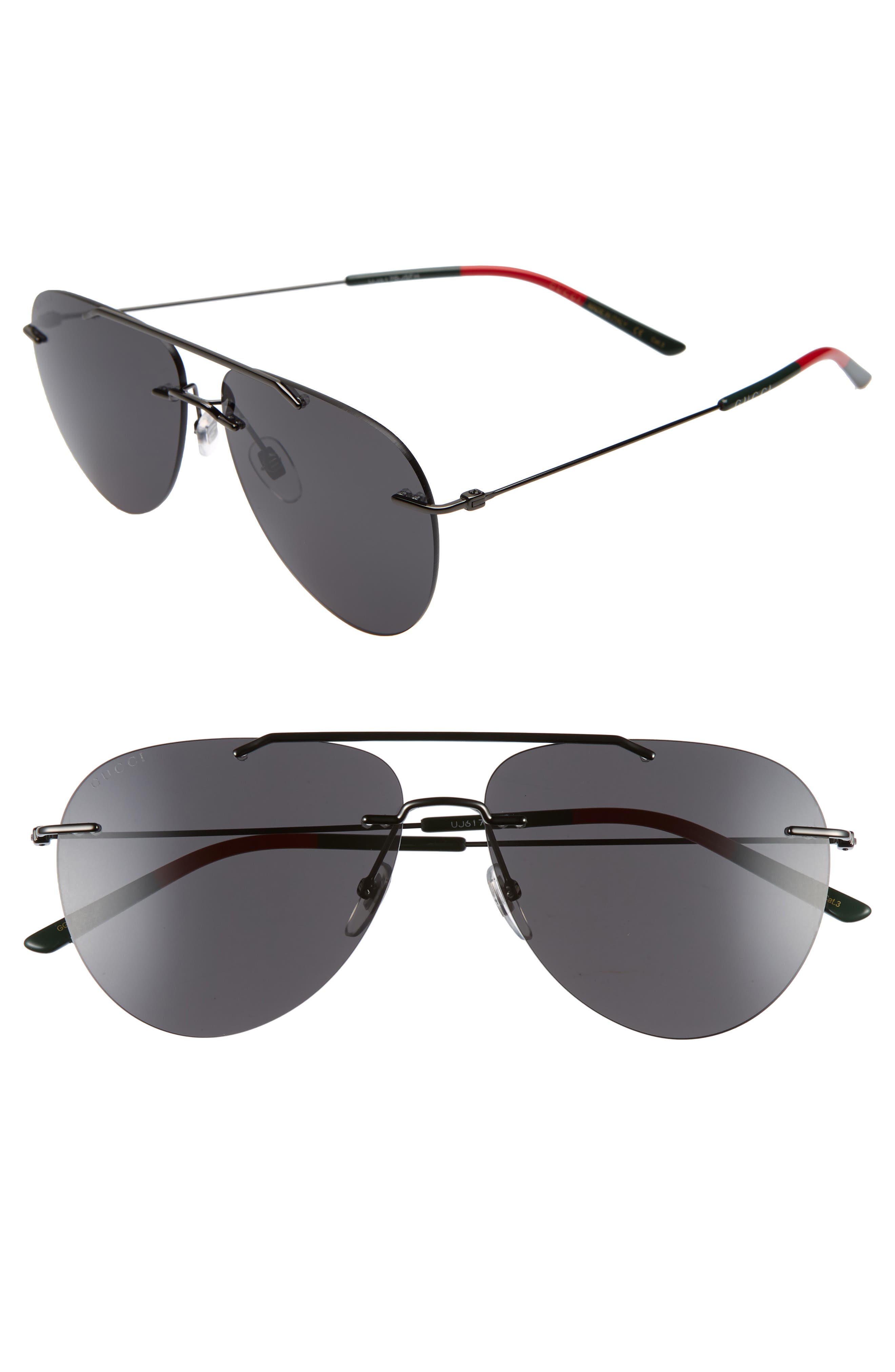 Gucci 60mm Rimless Aviator Sunglasses 