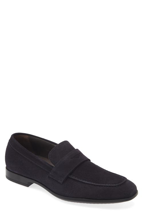 Chambers Apron Toe Suede Loafer in Velour Blue