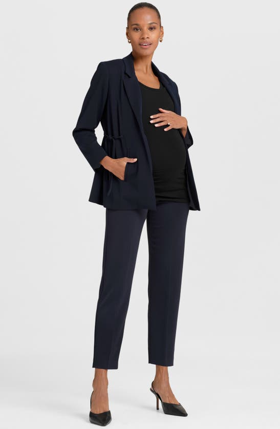 Shop Seraphine Tailored Maternity Blazer In Navy