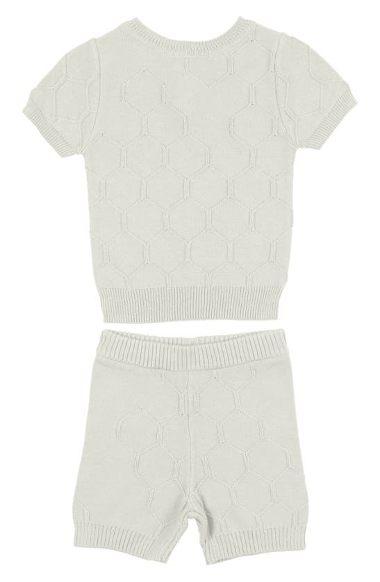 Shop Maniere Honeycomb Knit Short Sleeve Sweater & Shorts Set In Ivory