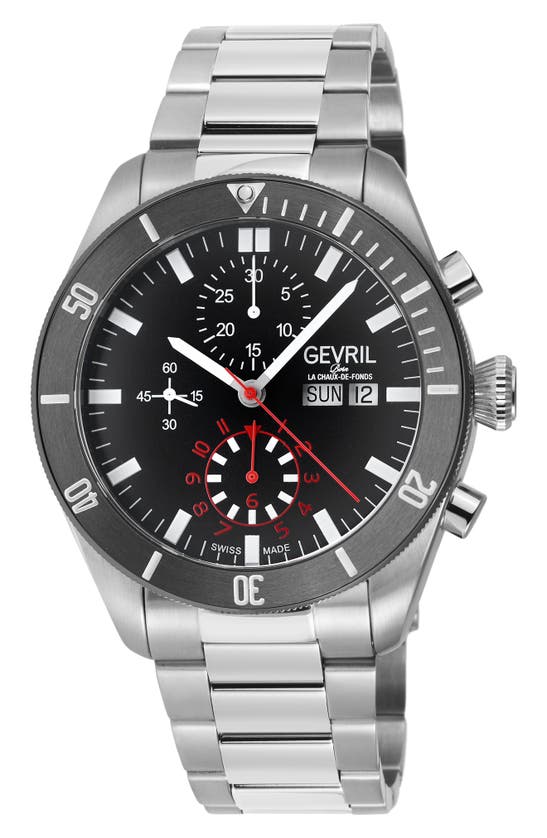 Shop Gevril Yorkville Chronograph Quartz Bracelet Watch, 43mm In Ip Gunmetal Gray