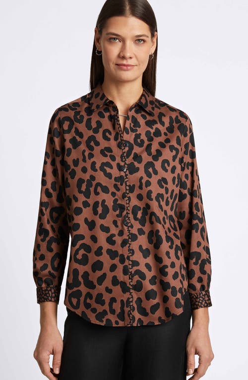 Shop Foxcroft Cheetah Print Shirt In Macchiato/black