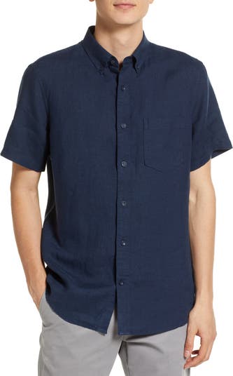Short Sleeve Linen Button-Down Shirt
