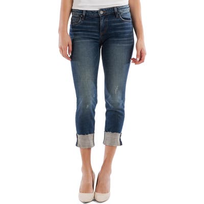 Kut From The Kloth Amy Distressed Raw Hem Crop Straight Leg Jeans, Blue