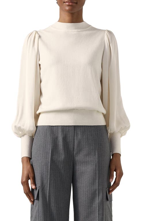 LK Bennett Erica Mixed Media Sweater in Ivory 