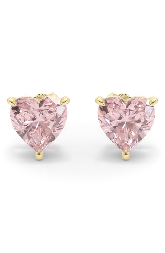 Shop Hautecarat Pink Lab Created Diamond Stud Earrings In 18k Yellow Gold