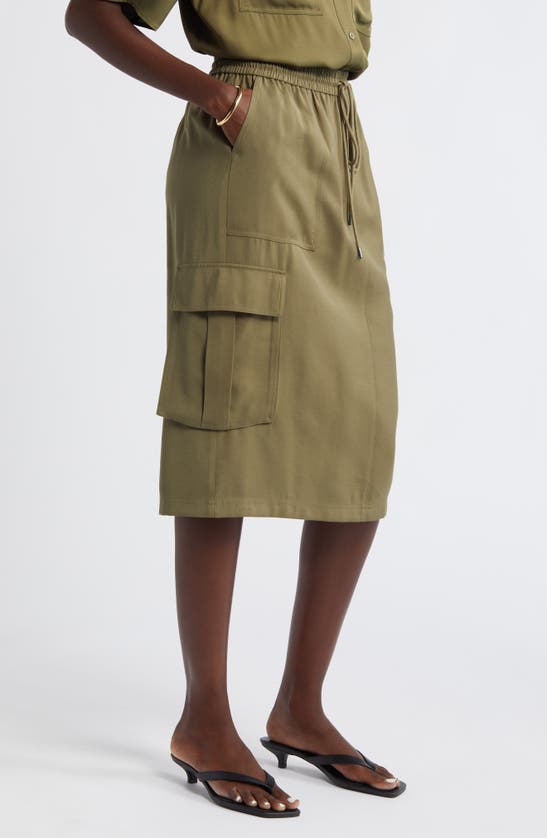 Shop Nordstrom Drawstring Waist Utility Skirt In Olive Burnt