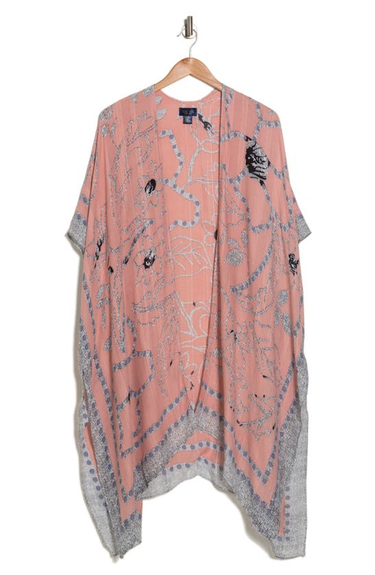 Roffe Accessories Mix Print Ruana In Pink