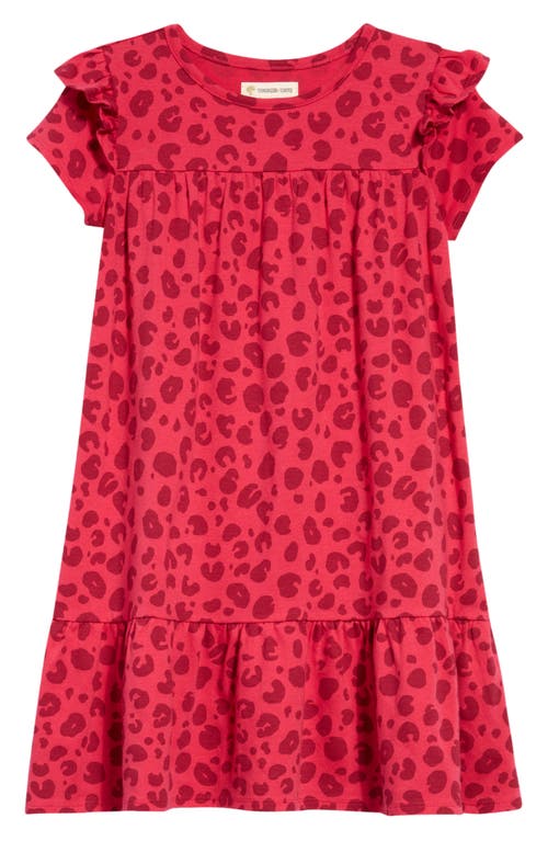 Tucker + Tate Kids' Print Flutter Sleeve Cotton Blend Dress in Pink Jazzberry Cheetah