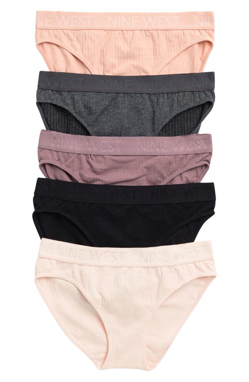 Shop Nine West 5-pack Seamless Bikini Briefs In Sand/ecru/grey