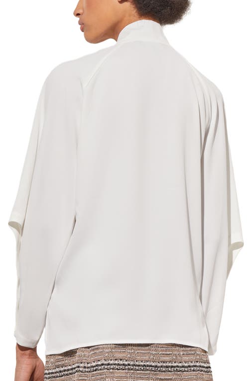 Shop Ming Wang Tie Neck Long Sleeve Shirt In White