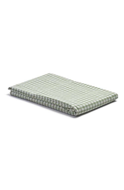 PIGLET IN BED 200 Thread Count Gingham Percale Flat Sheet in Green Tones