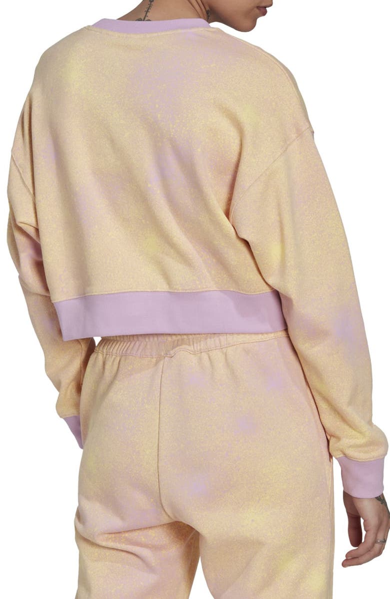 adidas Originals Oversize Tie Dye Cotton Terry Crop Sweatshirt, Alternate, color, 