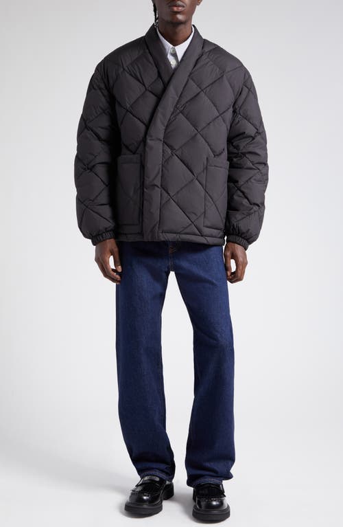 KENZO Diamond Quilted Down & Feather Jacket Black at Nordstrom,