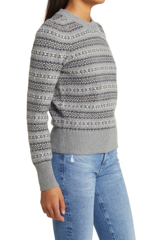 Faherty Highland Fair Isle Puff Sleeve Sweater In Grey Multi
