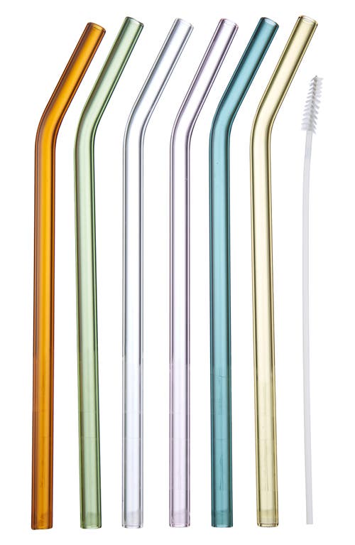 HAY Sip 6-Pack Reusable Glass Cocktail Straws in Multi