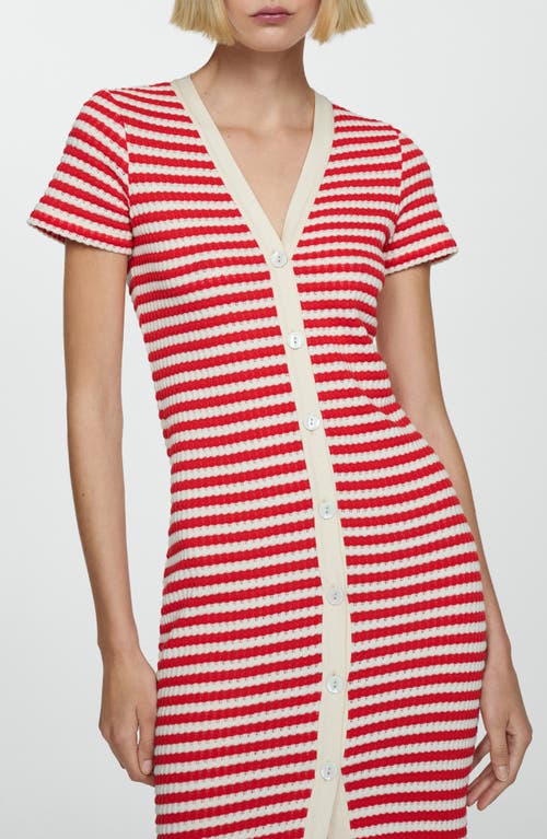 Mango Striped Jersey Dress Coral Red In Coral Red