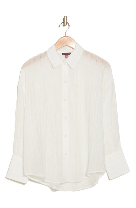 VINCE CAMUTO OVERSIZE SHEER BUTTON-UP SHIRT